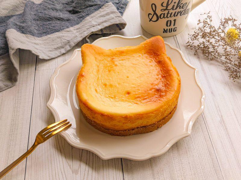 ねこチーズケーキ　猫型ケーキ　簡単レシピ　ネコの日
